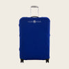 Blue premium luggage cover fitted on suitcase