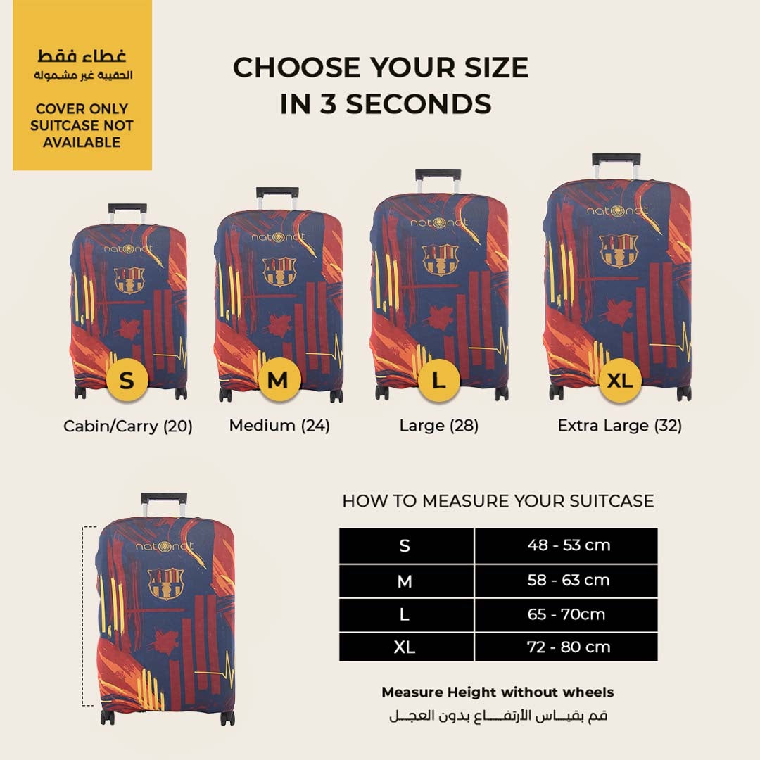 Blaugrana Premium Luggage Cover – Blue & Red Stretch-Fit Suitcase Cover | natOnat Egypt