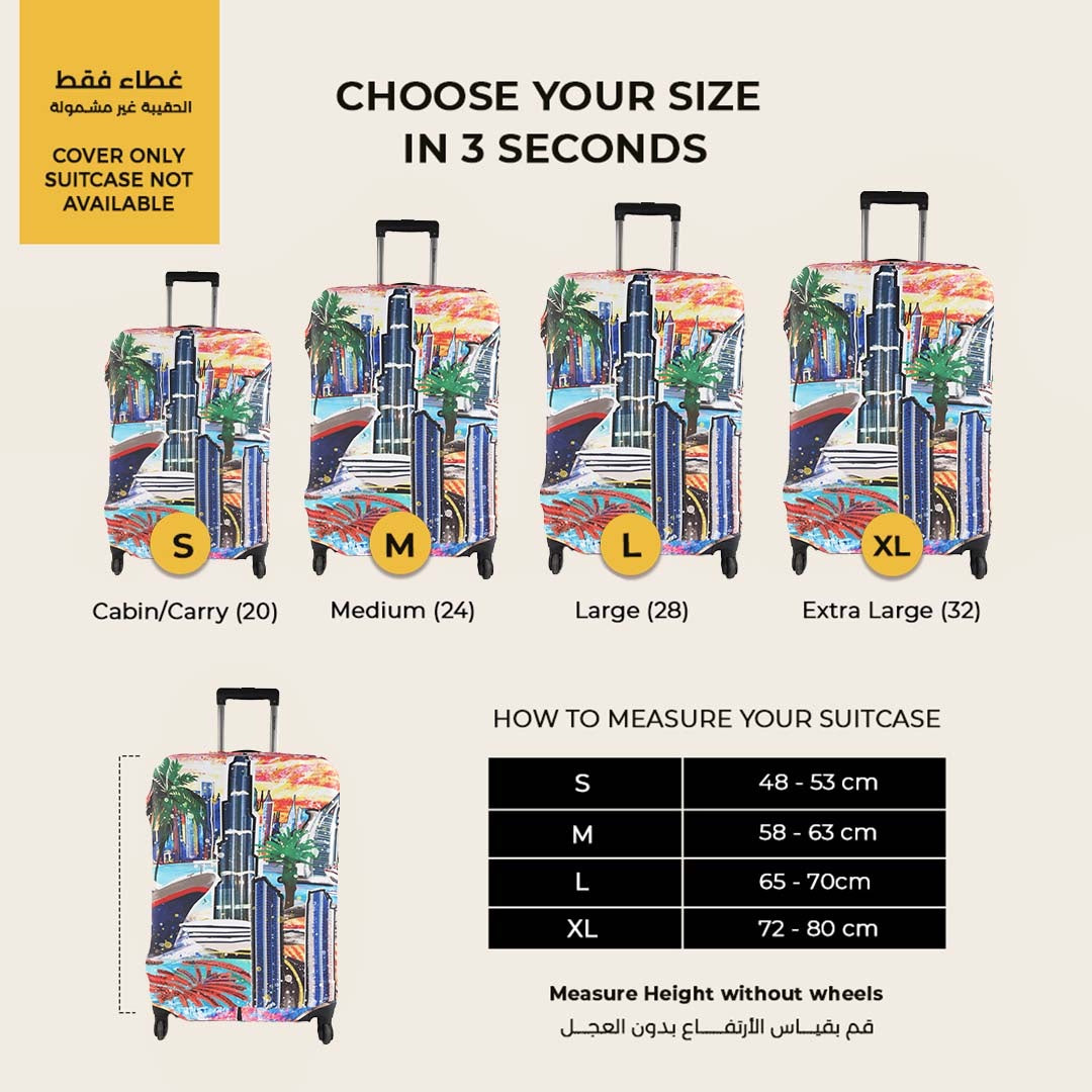 Dubai Premium Luggage Cover – Dubai Skyline Stretch-Fit Suitcase Cover | natOnat Egypt