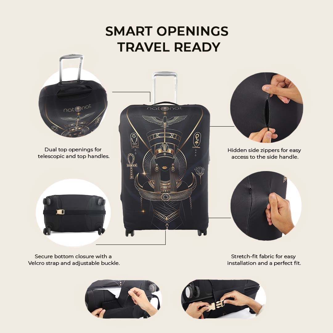 Egyptian Queen Premium Luggage Cover – Egyptian-Inspired Stretch-Fit Suitcase Cover | natOnat Egypt