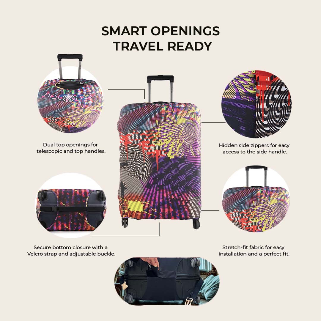 Optical Illusion Premium Luggage Cover – Stretch-Fit Suitcase Cover | natOnat Egypt
