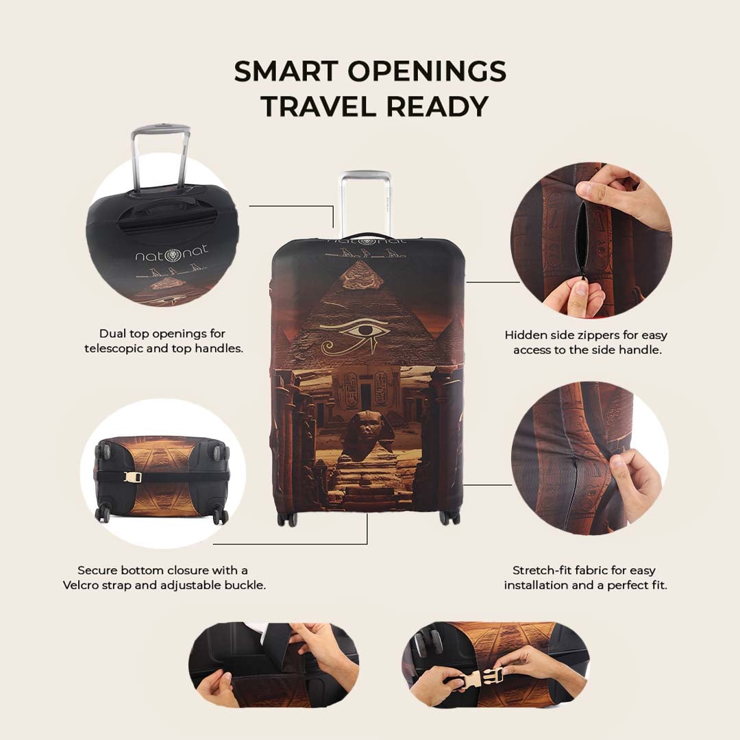 Eternal Egypt Premium Luggage Cover – Egyptian-Inspired Stretch-Fit Suitcase Cover | natOnat Egypt