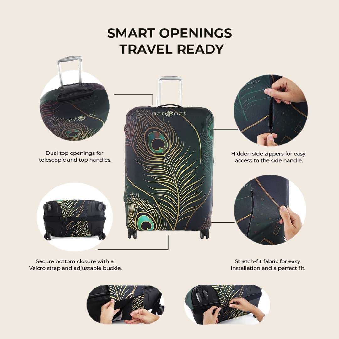 Peacock Premium Luggage Cover – Stretch-Fit Suitcase Cover | natOnat Egypt