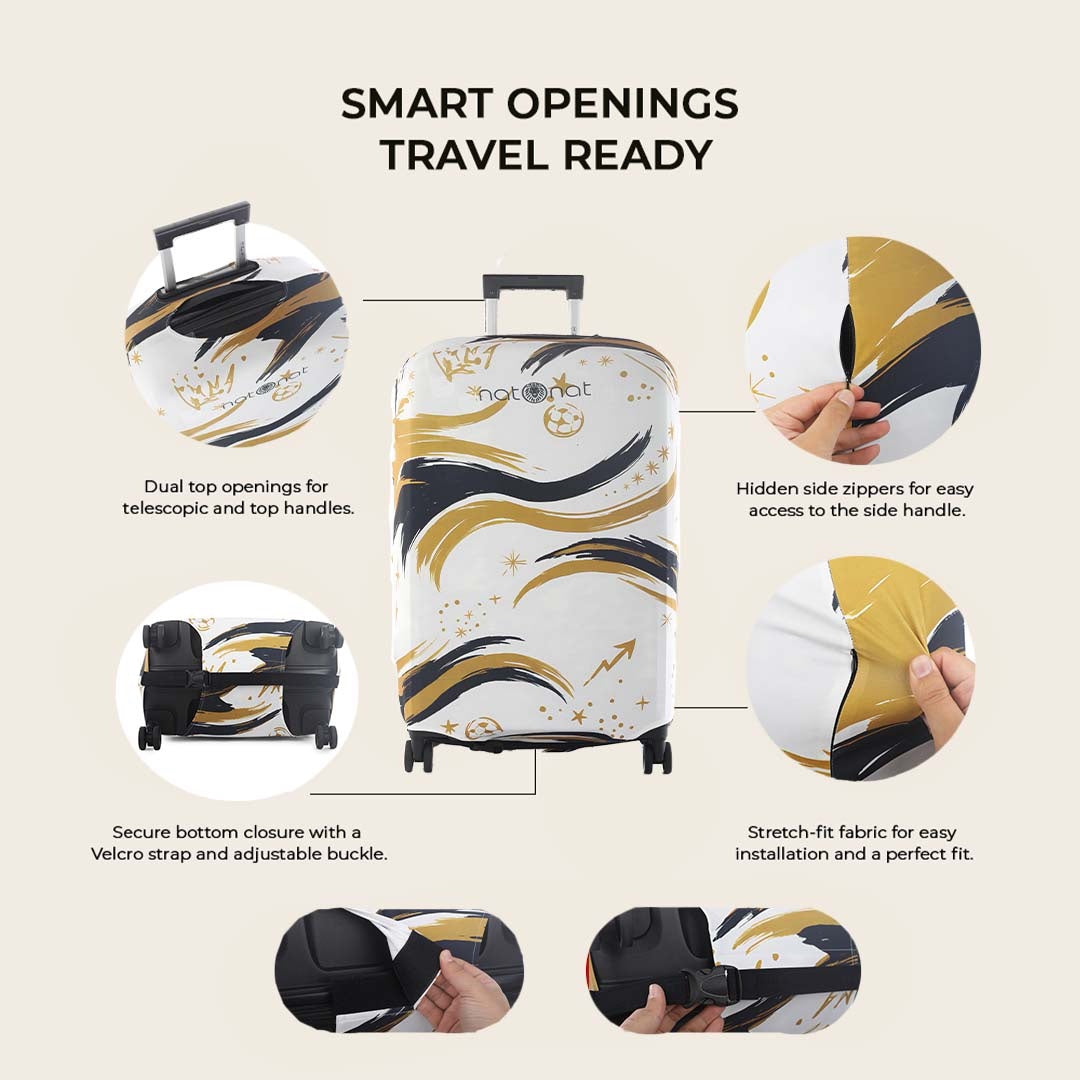 Madrid luggage cover showing top handle and side zipper openings