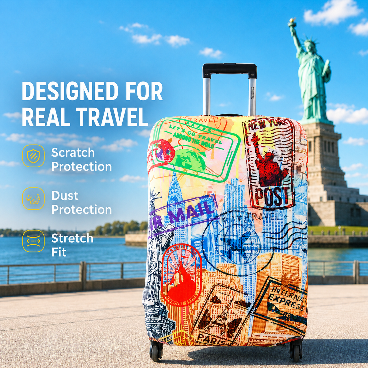 New York Premium Luggage Cover – Stretch-Fit Suitcase Cover | natOnat Egypt