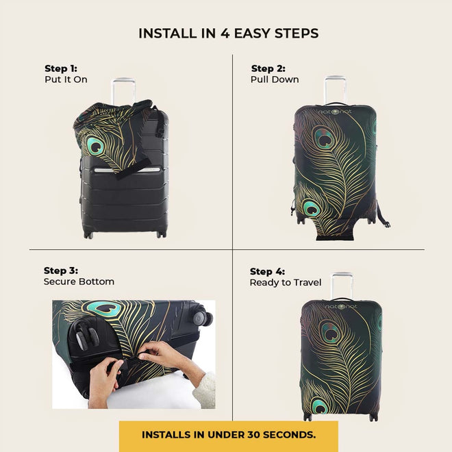 Peacock Premium Luggage Cover – Stretch-Fit Suitcase Cover | natOnat Egypt