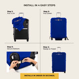 How to install the Blue luggage cover on a suitcase