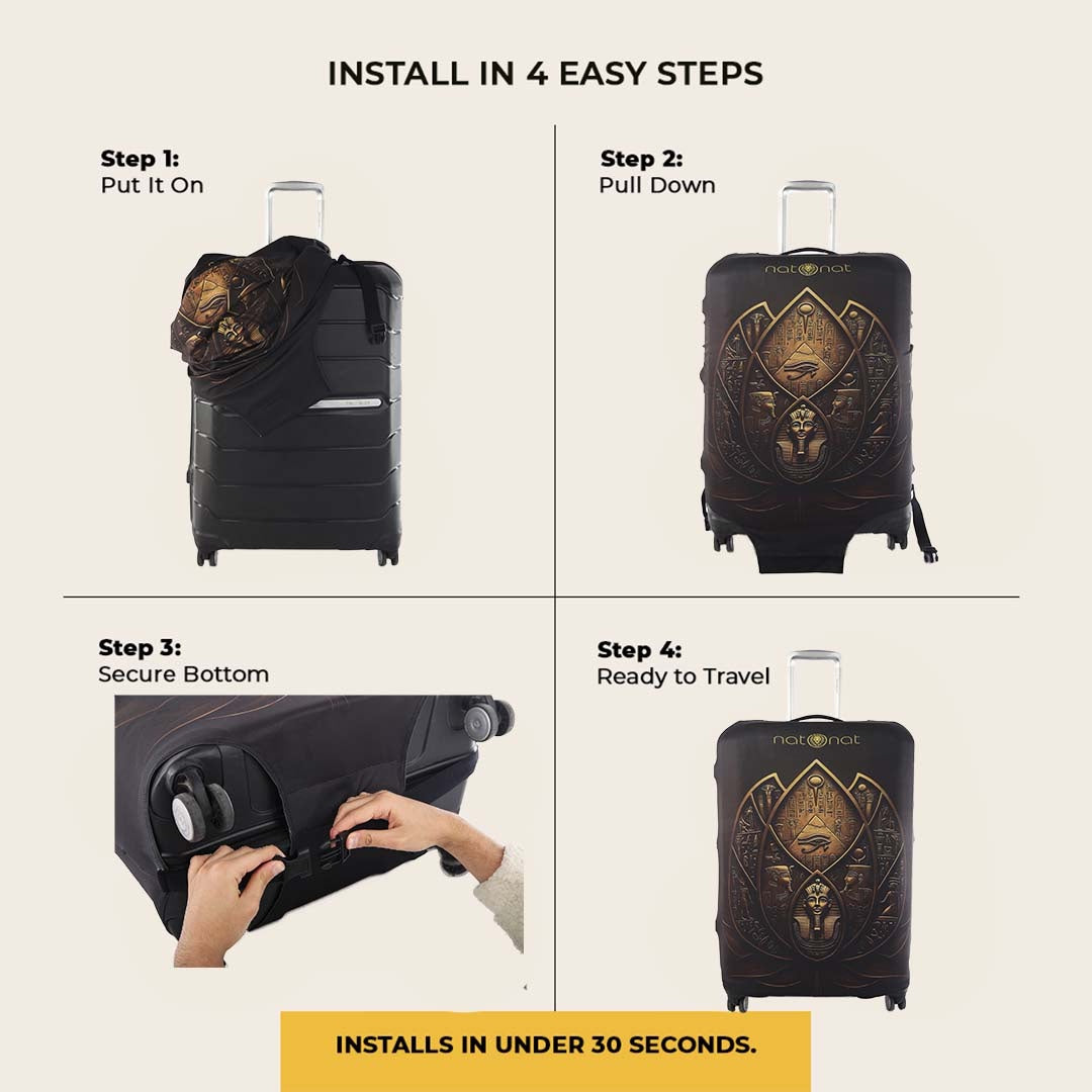 Lotus Premium Luggage Cover – Egyptian-Inspired Stretch-Fit Suitcase Cover | natOnat Egypt