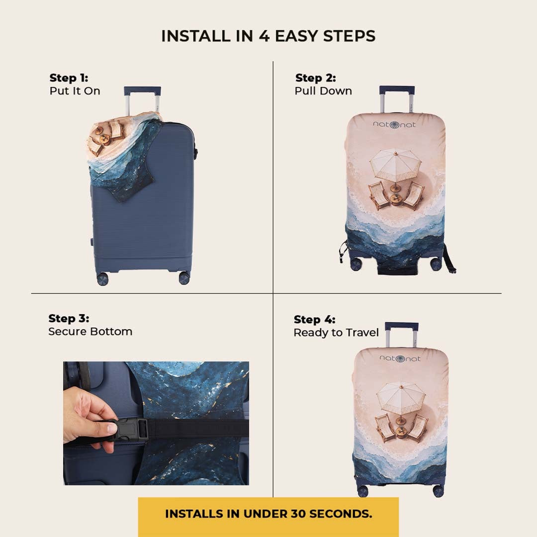 Azure Premium Luggage Cover – Stretch-Fit Suitcase Cover | natOnat Egypt