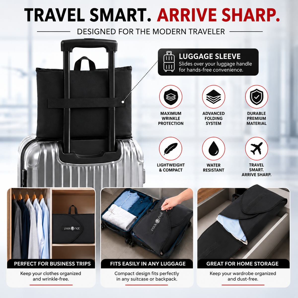 Black PackOnat Packing Folder – Garment Folder & Travel Organizer | natOnat Egypt