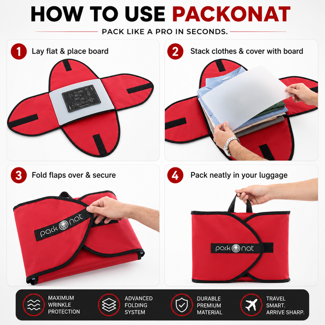 Red PackOnat Packing Folder – Garment Folder & Travel Organizer | natOnat Egypt