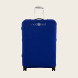 Blue premium luggage cover fitted on suitcase