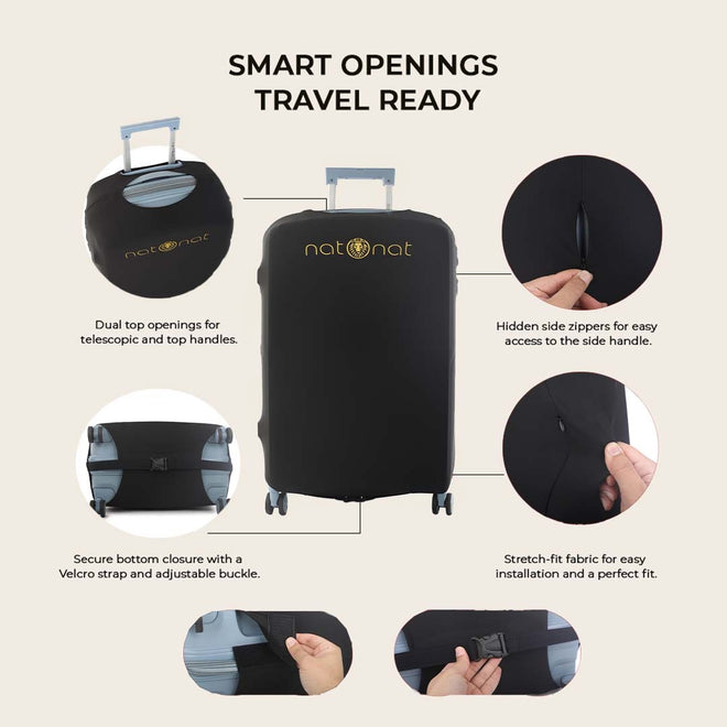 Black Premium Luggage Cover – Stretch-Fit Suitcase Cover | natOnat Egypt