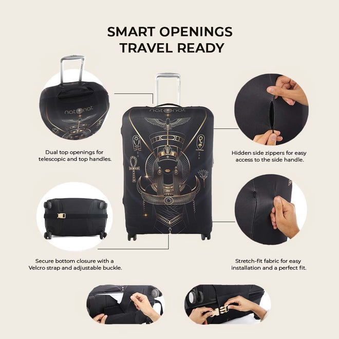 Egyptian Queen Premium Luggage Cover – Egyptian-Inspired Stretch-Fit Suitcase Cover | natOnat Egypt