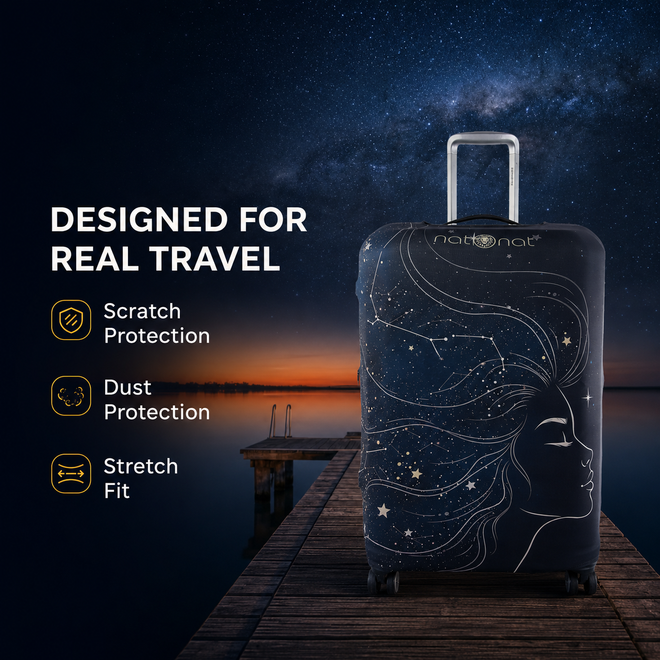 Lunara Premium Luggage Cover – Stretch-Fit Suitcase Cover | natOnat Egypt