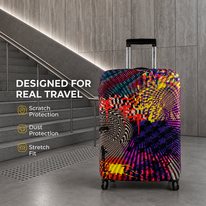 Optical Illusion Premium Luggage Cover – Stretch-Fit Suitcase Cover | natOnat Egypt
