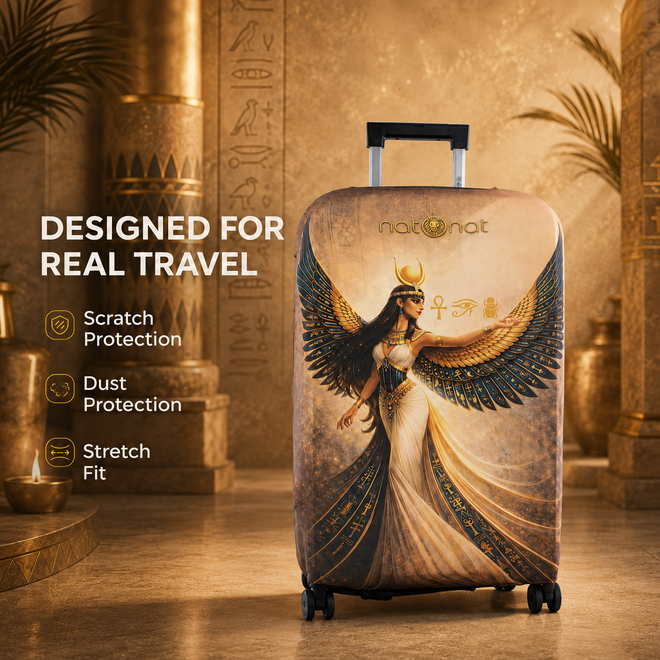 Anara Premium Luggage Cover – Egyptian-Inspired Stretch-Fit Suitcase Cover | natOnat Egypt