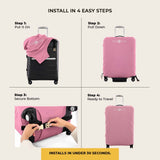 How to install the Pink luggage cover on a suitcase