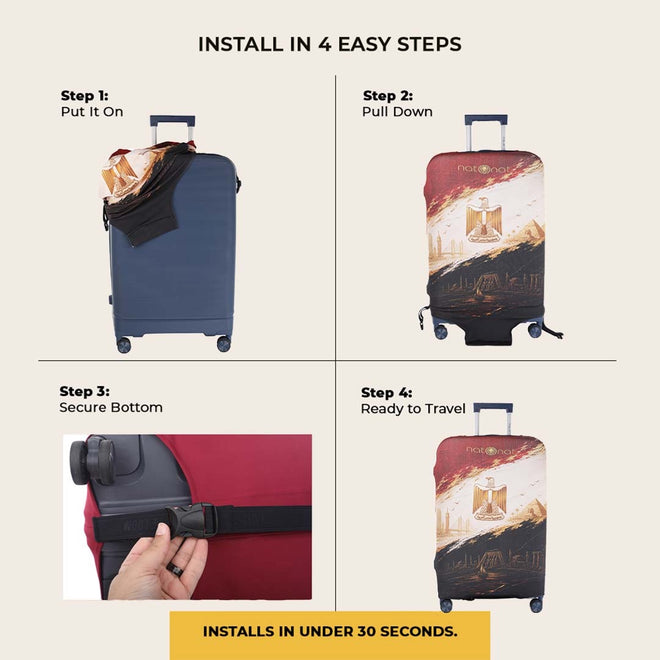 Egyptian Flag Premium Luggage Cover – Stretch-Fit Suitcase Cover | natOnat Egypt
