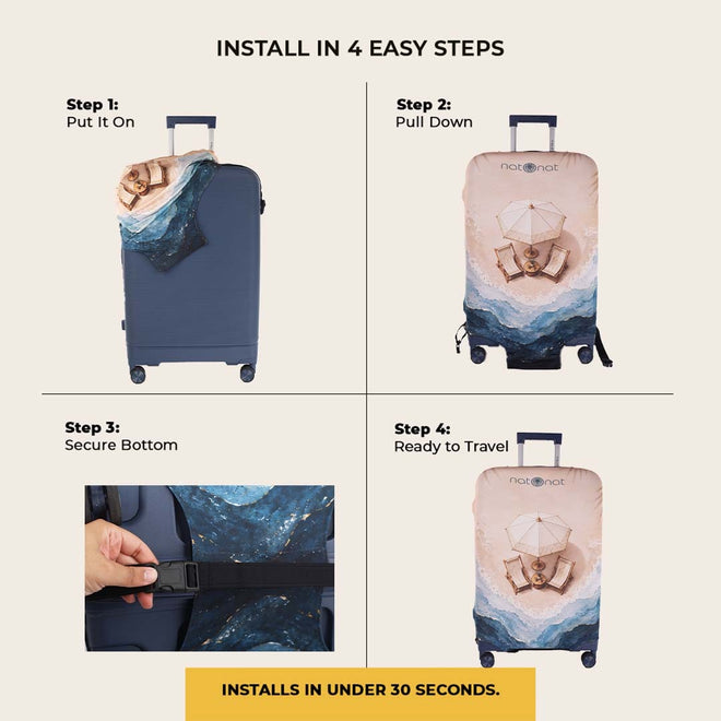 Azure Premium Luggage Cover – Stretch-Fit Suitcase Cover | natOnat Egypt