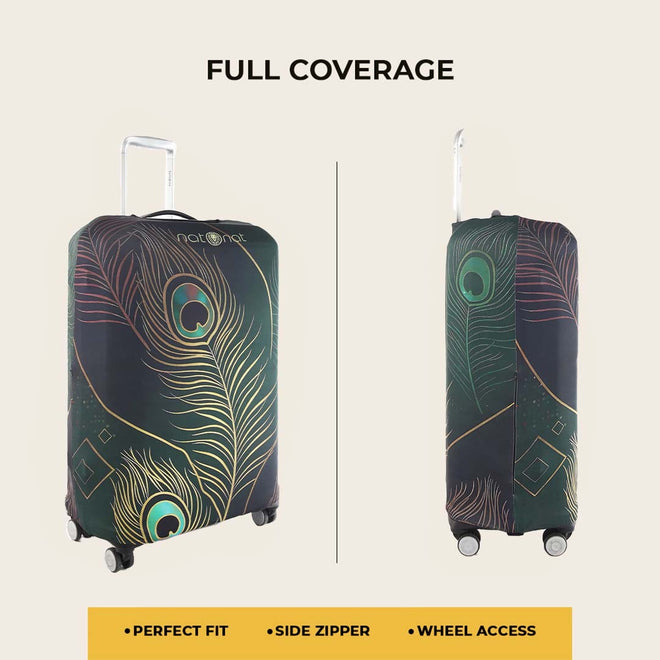 Peacock Premium Luggage Cover – Stretch-Fit Suitcase Cover | natOnat Egypt