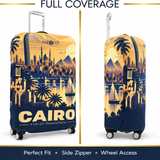 Cairo luggage cover showing full suitcase coverage with side zipper and secure fit