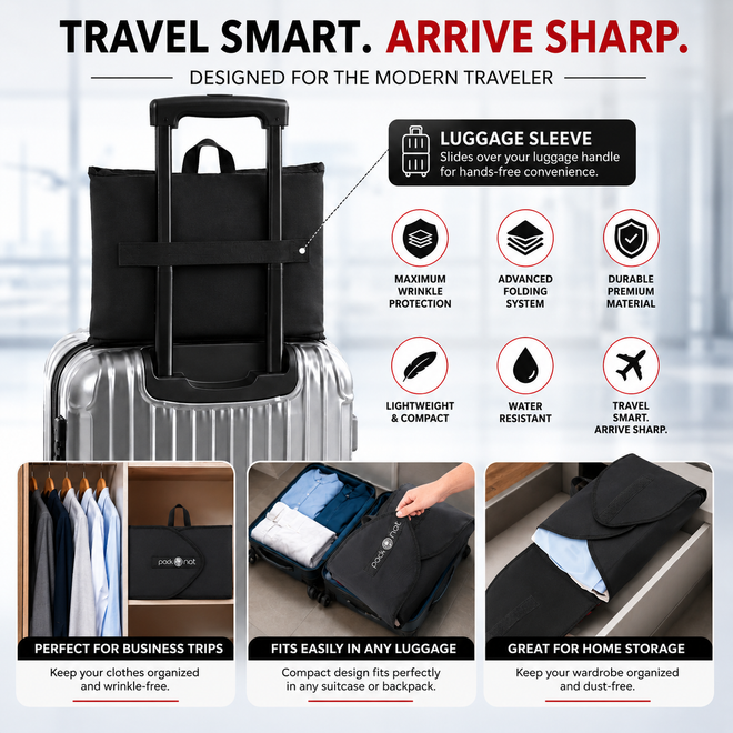 Black PackOnat Packing Folder – Garment Folder & Travel Organizer | natOnat Egypt